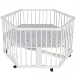 Schardt Solitär 6-Eck Laufgitter Kiefer Weiß Mit Folie Sternchen Grau