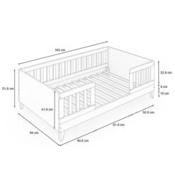 Nature Kid Elias Kinderbett Weiß/natur 90 X 160 Cm -Säuglingspflege 100209 kinderbett aosta skizze 1zu1