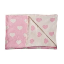 Schardt Kuscheldecke Herzchen Rosa 95x120 Schmusedecke - 100% Baumwolle