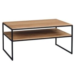 HomeTrends4You Couchtisch Mika 2 Wildeiche Massiv | Gestell Metall Schwarz