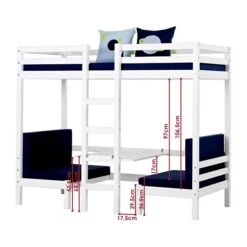 Hoppekids JUMBO Etagenbett ECO Dream 90x200 Cm Nicht Teilbar | Mit Sitzbank & Tisch -Säuglingspflege 36 1040 82 09a dimensions non divisible 1