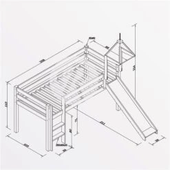 Relita ALEX Halbhochbett Buche Massiv Natur Mit Rutsche Und Turmhalterung - Frachtfrei -Säuglingspflege alex bemassung 1
