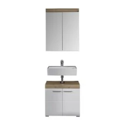 Trendteam Amanda Badmöbel 60x190x34 Cm 2-teilig Weiß / Asteiche