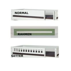 Manis-h Hochbett ASK Einfarbig Höhe 155 Cm, 20 Farben Wählbar -Säuglingspflege auswahl absturzsicherung neu gr