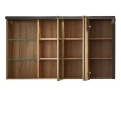 Trendteam Bay Badmöbel 3-teilig Eiche Riviera / Beton -Säuglingspflege bay bd 1693 503 28 frontal geoeffnet freisteller 1