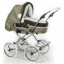 HESBA Condor Coupe Kinderwagen Außen 283 Innen 185 Teilleder Räder Weiß 30 Cm, Ledergriff Weiß