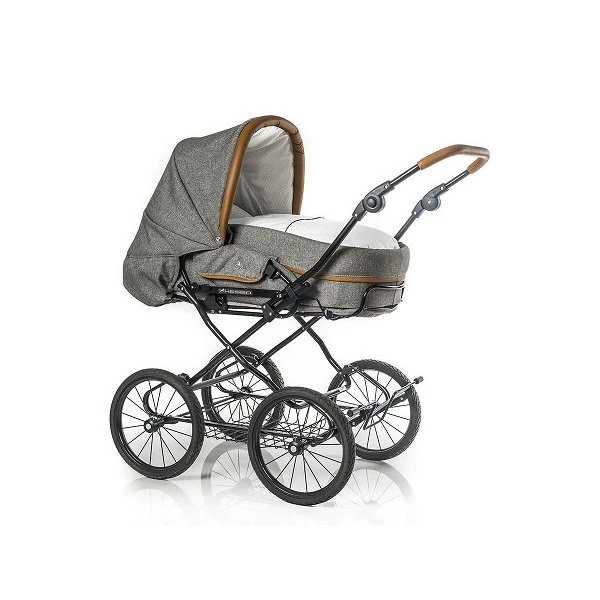 HESBA Condor Light Kinderwagen Außen 798 Innen 227 Black Edition, Teilleder - Räder Schwarz 30 Cm
