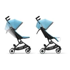 CYBEX Libelle Buggy Beach Blue Gestell Black | Einfach Faltbar -Säuglingspflege cyb 22 int y270 libelle blk bebl recline legrest steps