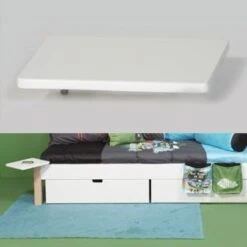 Manis-h Hochbett ASK Einfarbig Höhe 155 Cm, 20 Farben Wählbar -Säuglingspflege dreh nachttisch kombi