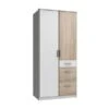 Wimex Joker Kleiderschrank 2-türig Weiß / Eiche Sägerau-Nachbildung