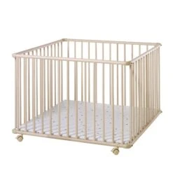 Schardt Laufgitter Basic Buche Massiv Natur 100 X 100 Cm, Mit Laufrollen, Folie Sternchen Grau