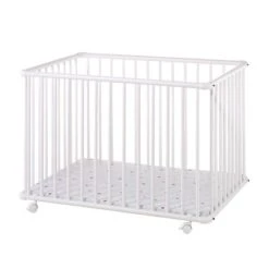 Schardt Laufgitter Basic Buche Massiv Weiß 75 X 100 Cm, Mit Laufrollen, Folie Sternchen Rot