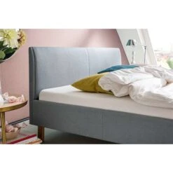 Meise Möbel Lena Polsterbett Stoffbezug Eisblau Holzfuß Eichefarbig 140 X 200 Cm -Säuglingspflege lena kt detail eisblau 72 6225 18 grob 4