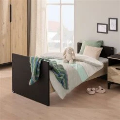 Paidi Tomke Kinderbett Naturschwarz/Eiche-Bordeaux 70x140 Cm -Säuglingspflege paidi tomke juniorbett 0304