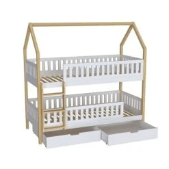 Nature Kid Lilly Etagenbett Kiefer Weiß / Natur Liegefläche 90 X 200 Cm -Säuglingspflege salerno etagenbett wei natur bettk sten 1