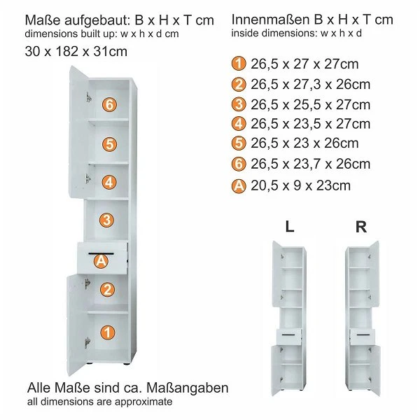 Trendteam Skin Hochschrank Offenes Fach Weiß Hochglanz 4 Trendteam Skin Hochschrank Offenes Fach Weiß Hochglanz – Bild 4