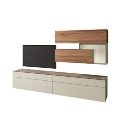 Hülsta Tetrim Wohnwand 8 - Lack & Kernnussbaum Lowboard & Hängeelemente -Säuglingspflege tetrim kombi 9 2